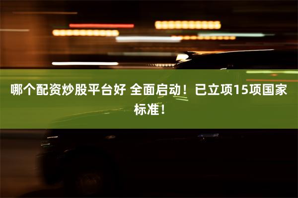 哪个配资炒股平台好 全面启动！已立项15项国家标准！