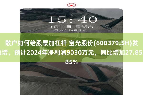 散户如何给股票加杠杆 宝光股份(600379.SH)发预增，预计2024年净利润9030万元，同比增加27.85%